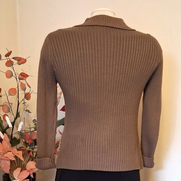 NWT Woman's Light Brown Camel Zip-Up Cardigan Knitwear Lightweight Sweater 6 S - Picture 6 of 6